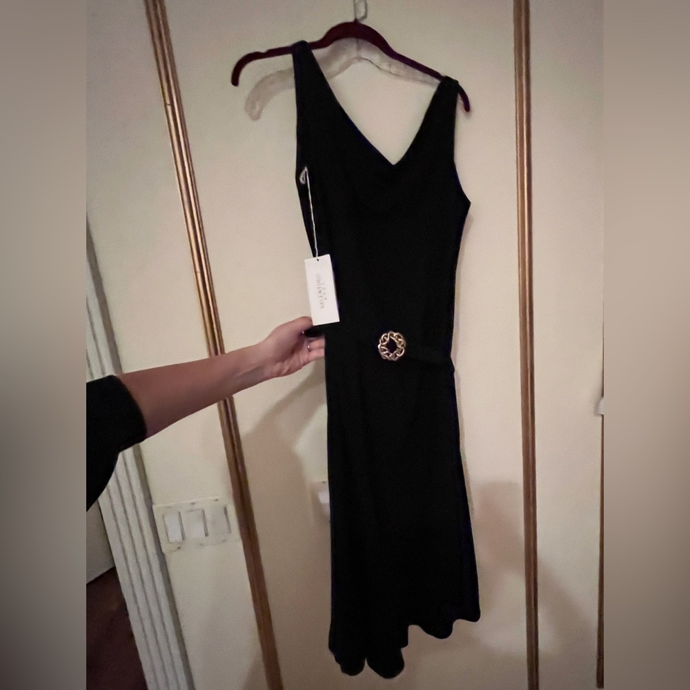 Valentino $1495 Serpent Medallion Belt Black Midi Dress - M 44